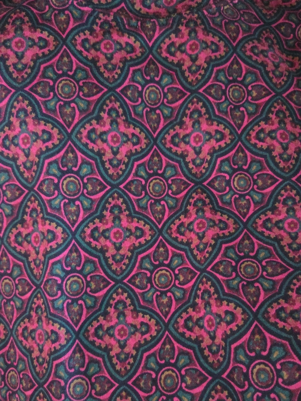 Eddie Bauer Pink & Teal Geometric Mock Neck Long Sleeve Tee VTG Fall Layering XL - Picture 4 of 4